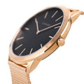 Calvin Klein Minimal Black Dial Rose Gold Mesh Bracelet Watch for Men - K3M2162Y