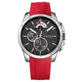 Tommy Hilfiger Decker Quartz Black Dial Red Rubber Strap Watch for Men - 1791351