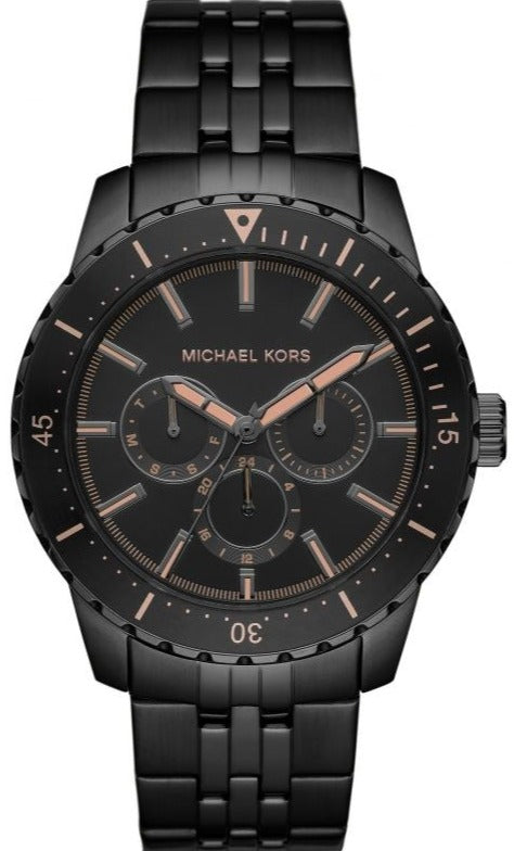 Michael Kors Cunningham Chronograph Black Dial Black Steel Strap Watch For Men - MK7157