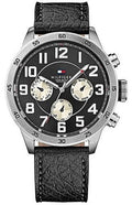 Tommy Hilfiger Sport Chronograph Black Dial Black Leather Strap Watch for Men - 1791050