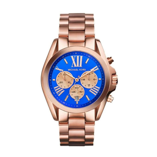 Michael Kors Bradshaw Quartz Blue Dial Rose Gold Steel Strap Watch For Women - MK5951