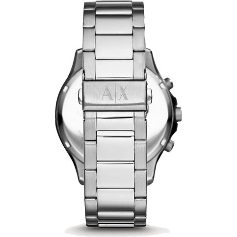 Armani Exchange Hampton Chronograph Black Dial Silver Steel Strap Watch For Men - AX2163