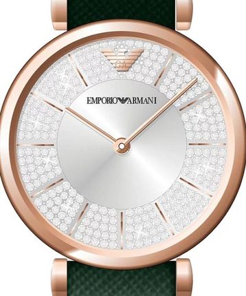 Emporio Armani Pro Planet Analog Silver Dial Green Leather Strap Watch For Women - AR11517