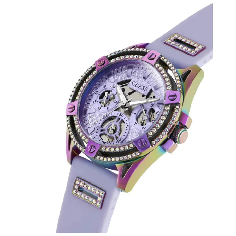 Guess Queen Quartz Purple Dial Purple Silicone Strap Watch For Women - GW0536L4