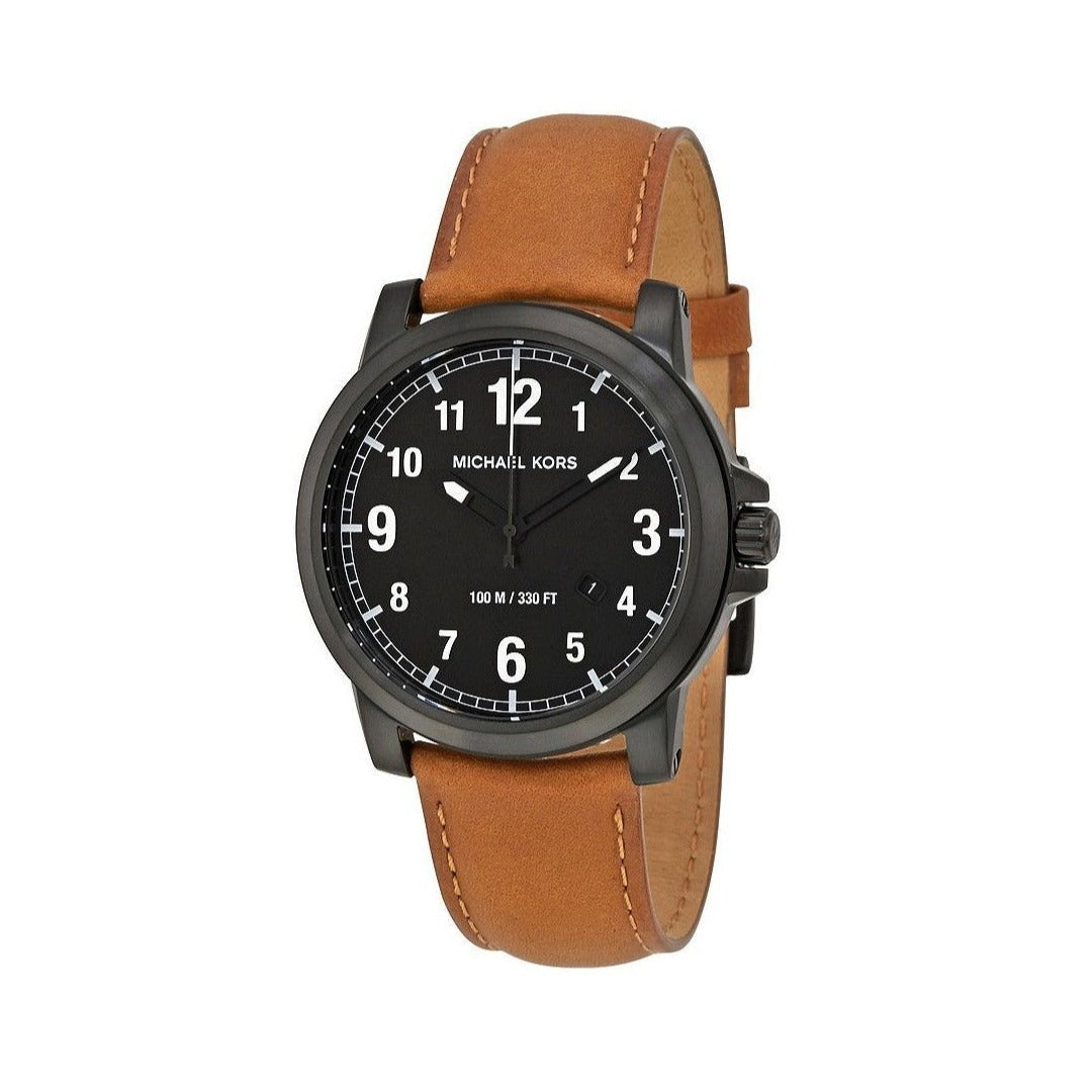 Michael Kors Paxton Analog Black Dial Brown Rubber Strap Watch For Men - MK8502