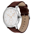 Tommy Hilfiger Brad Chronograph White Dial Brown Leather Strap Watch For Men - 1710389