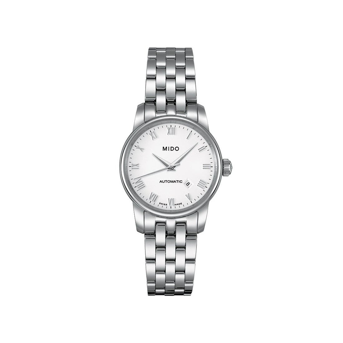 Mido Baroncelli III Automatic White Dial Silver Steel Strap Watch For Women - M7600.4.26.1