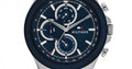 Tommy Hilfiger Clark Chronograph Blue Dial Silver Steel Strap Watch For Men - 1792080