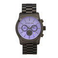 Michael Kors Runway Chronograph Purple Dial Black Steel Strap Watch For Women - MK5954