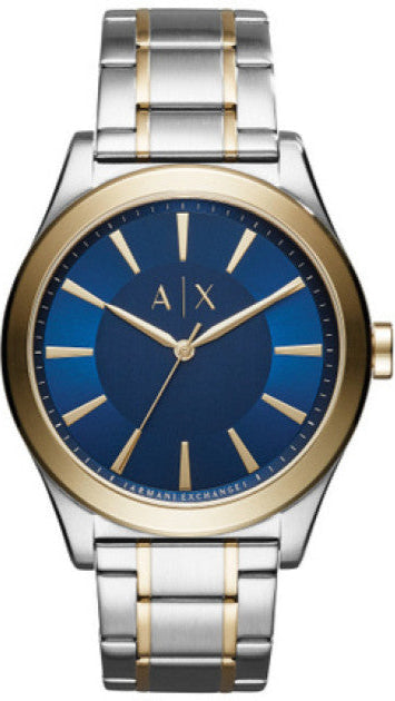 Armani Exchange Nico Quartz Blue Dial Two Tone Steel Strap Watch For Men - AX2332