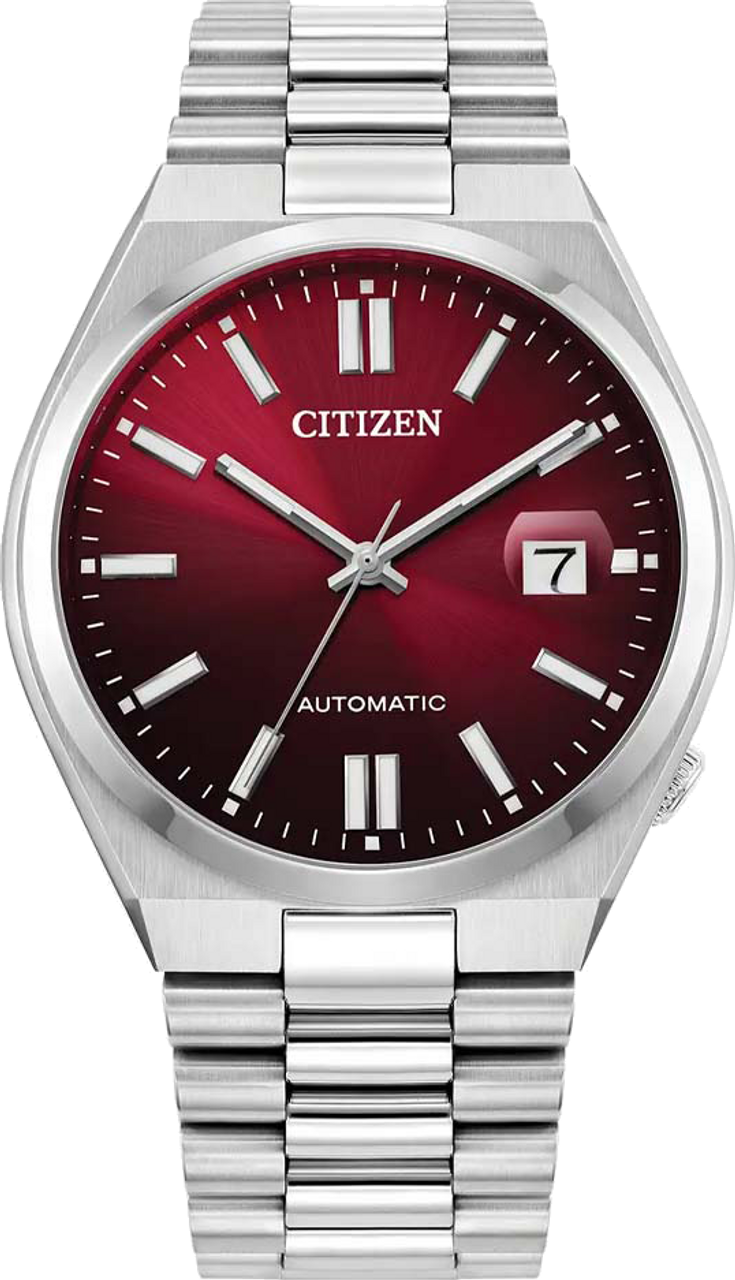 Citizen Tsuyosa Automatic Red Dial Silver Steel Strap Watch For Men - NJ0150-56W