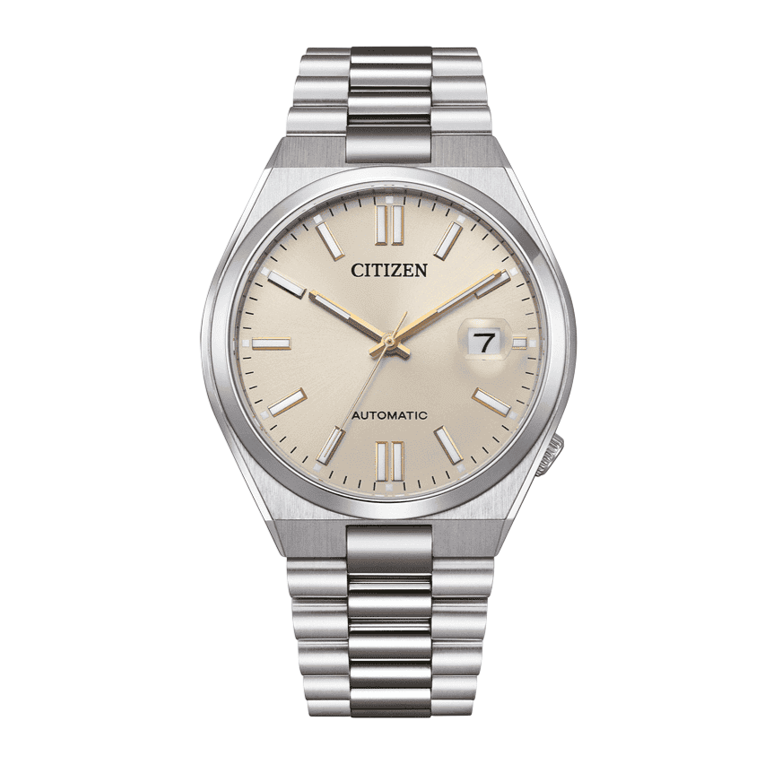 Citizen Tsuyosa Automatic Oatmeal White Dial Silver Steel Strap Watch For Men - NJ0151-88W