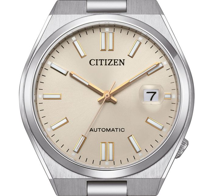 Citizen Tsuyosa Automatic Oatmeal White Dial Silver Steel Strap Watch For Men - NJ0151-88W