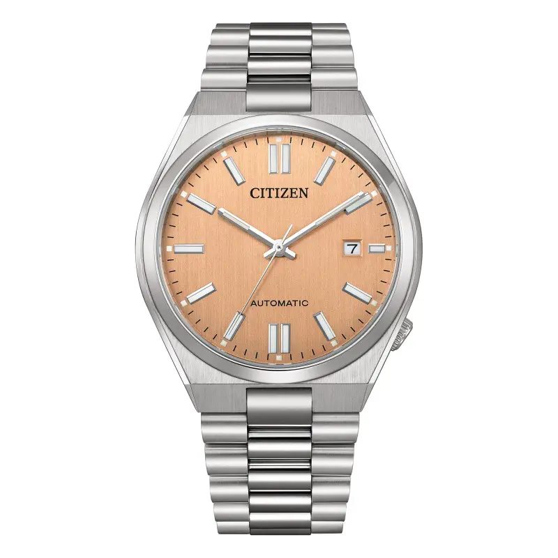 Citizen Tsuyosa Salmon Orange Dial Silver Steel Strap Watch For Men - NJ0159-86Z