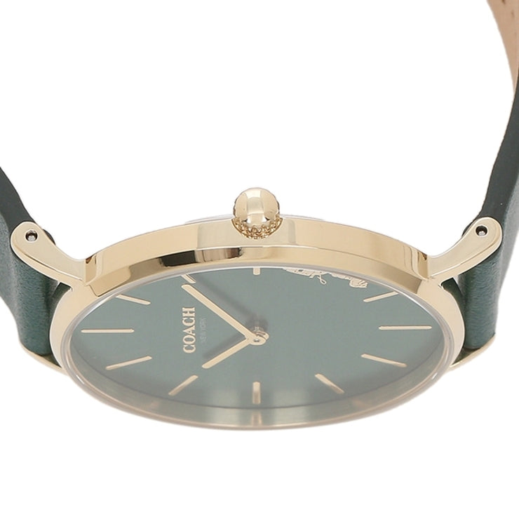 Coach Perry Green Dial Green Leather Strap Watch for Women - 14503383-C