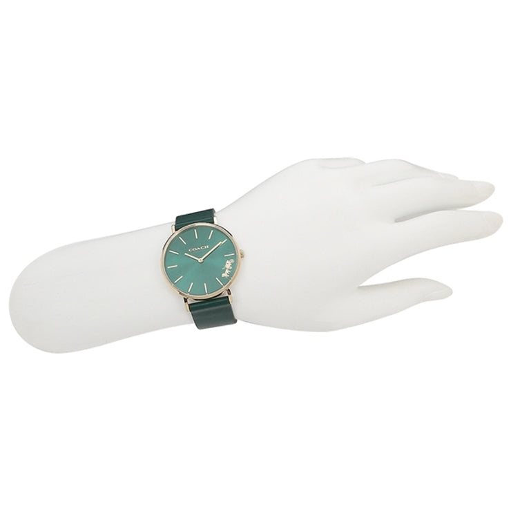 Coach Perry Green Dial Green Leather Strap Watch for Women - 14503383-C