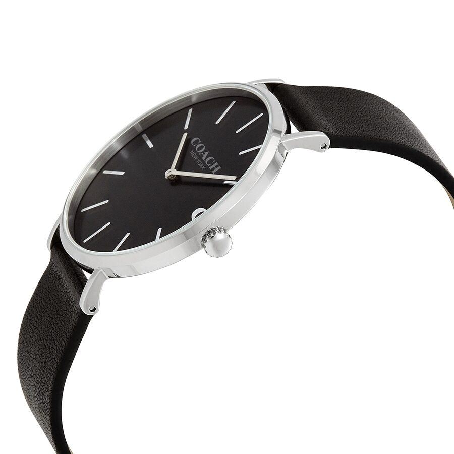 Coach Charles Black Dial Black Leather Strap Watch for Men - 14602149