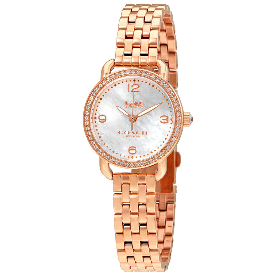 Coach Delancey White Dial Rose Gold Steel Strap Watch for Women - 14502479