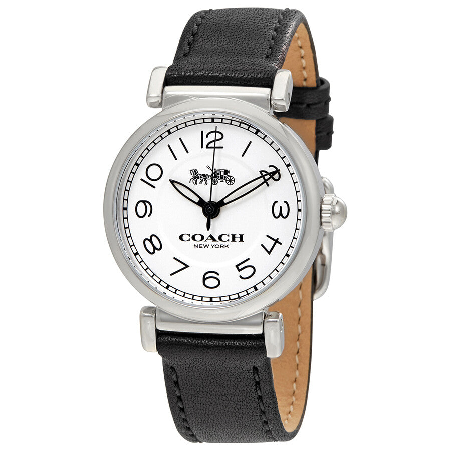 Coach Madison White Dial Black Leather Strap Watch for Women - 14502406