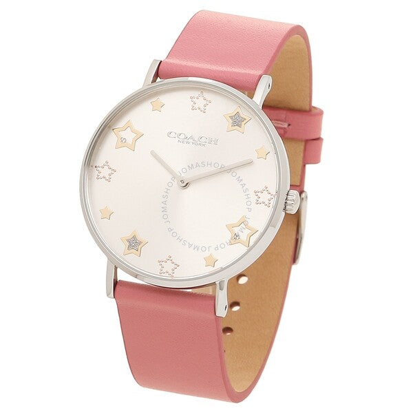 Coach Perry White Dial Pink Leather Strap Watch for Women - 14503243