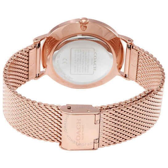 Coach Perry Silver Dial Rose Gold Mesh Bracelet Watch for Women - 14503386