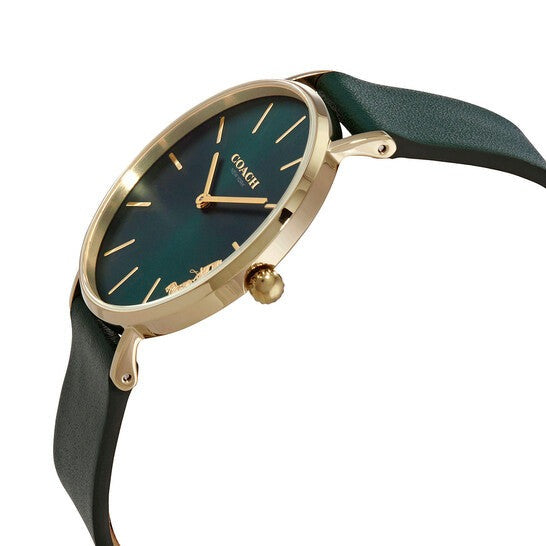 Coach Perry Green Dial Green Leather Strap Watch for Women - 14503383-C