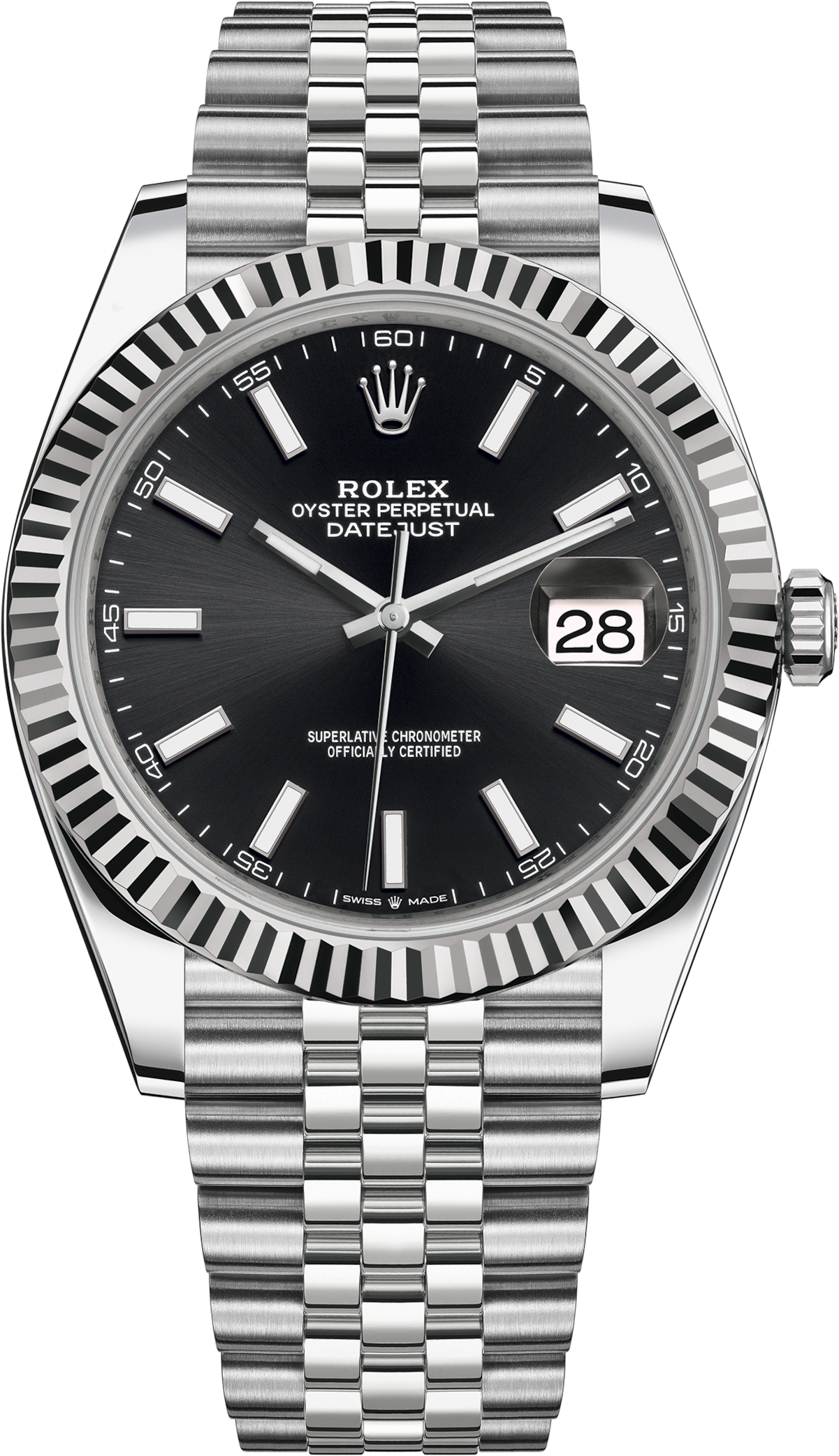 Rolex Datejust 41 Oyster Black Dial Two Tone Oystersteel & White Gold Strap Watch for Men - M126334-0018