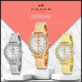 Coach Delancey Analog DIamonds Silver Dial Gold Steel Strap Watch for Women - 14502354