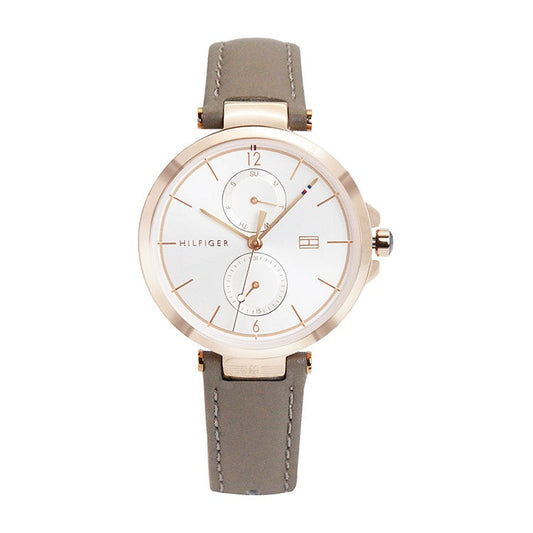 Tommy Hilfiger Angela Quartz Silver Dial Brown Leather Strap Watch for Women - 1782125