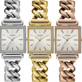 Guess Vanity Diamonds Silver Dial Gold Steel Strap Watch for Women - W1030L2