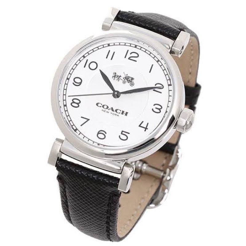 Coach Madison White Dial Black Leather Strap Watch for Women - 14502406