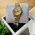 Michael Kors Lexington Quartz Silver Dial Gold Steel Strap Watch For Women - MK3229