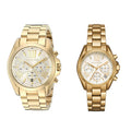 Michael Kors Bradshaw Chronograph White Dial Gold Steel Strap Watch For Women - MK6266