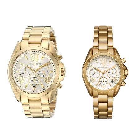 Michael Kors Bradshaw Chronograph White Dial Gold Steel Strap Watch For Women - MK6266