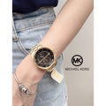 Michael Kors Blair Quartz Black Dial Gold Steel Strap Watch For Women - MK6497