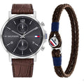 Tommy Hilfiger Daniel Grey Dial Brown Leather Strap Watch for Men - 1710416