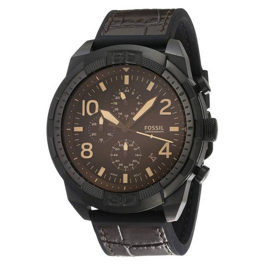 Fossil Bronson Chronograph Brown Dial Brown Leather Strap Watch for Men - FS5713