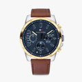 Tommy Hilfiger Decker Blue Dial Brown Leather Strap Watch for Men - 1791561