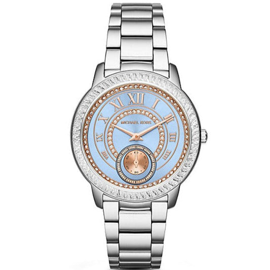 Michael Kors Madelyn Quartz Blue Dial Silver Steel Strap Watch For Women - MK6286