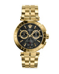 Versace Aion Chronograph Quartz Black Dial Gold Steel Strap Watch For Men - VE1D01721