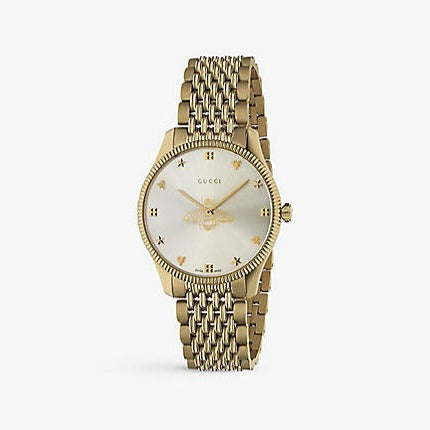 Gucci G Timeless Quartz Silver Dial Gold Steel Strap Watch For Women - YA1264155