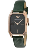 Emporio Armani Gioia Analog Black Mother of Pearl Dial Green Leather Strap Watch For Women - AR11149