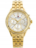 Tommy Hilfiger Ari Multifunction Diamonds Silver Dial Gold Steel Strap Watch for Women - 1781977