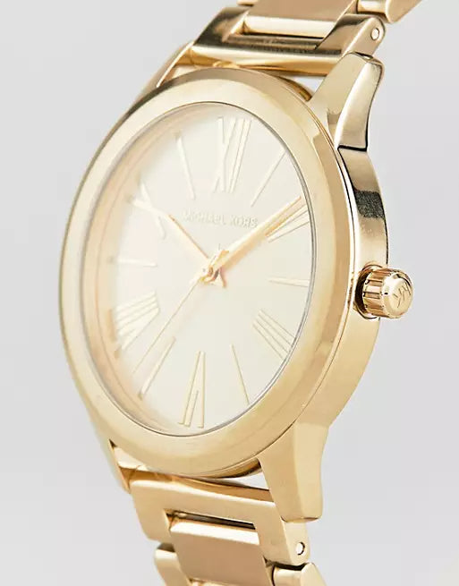 Michael Kors Hartman Quartz Gold Dial Gold Steel Strap Watch For Women - MK3490