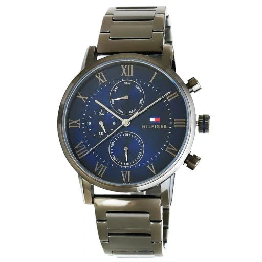 Tommy Hilfiger Kane Quartz Blue Dial Black Steel Strap Watch for Men - 1791456