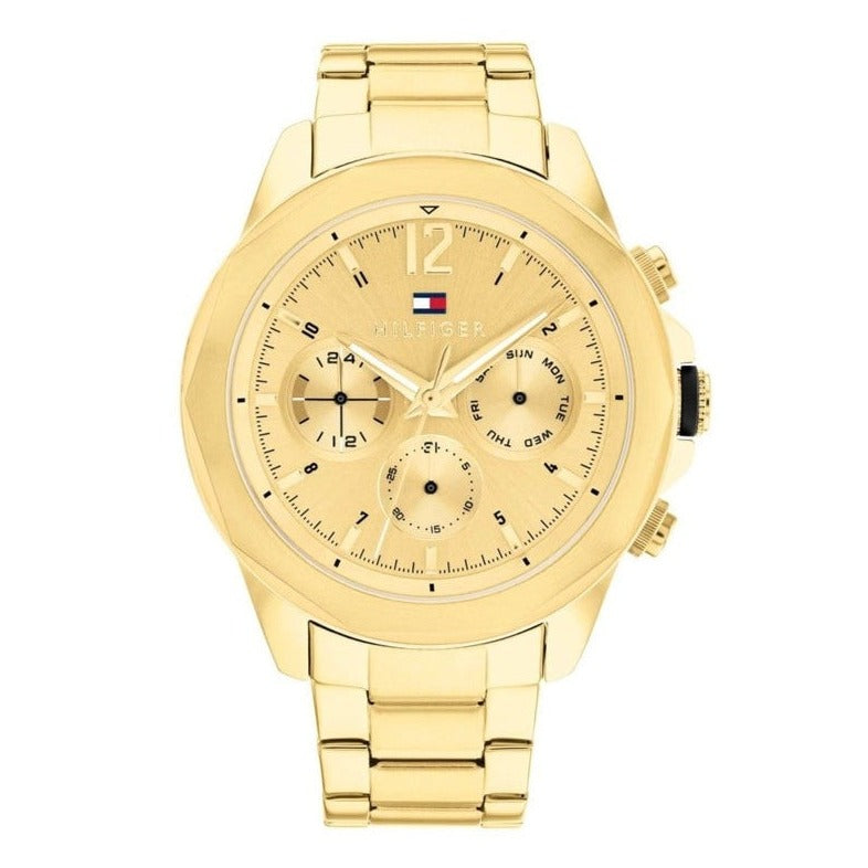 Tommy Hilfiger Lars Chronograph Quartz Gold Dial Gold Steel Strap Watch For Men - 1792060