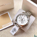 Michael Kors Brecken Chronograph Silver Dial Silver Steel Strap Watch For Women - MK8562