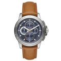 Michael Kors Ryker Chronograph Analog Blue Dial Brown Leather Strap Watch For Men - MK8518