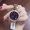 Michael Kors Parker Chronograph Blue Dial Gold Steel Strap Watch For Women - MK6262