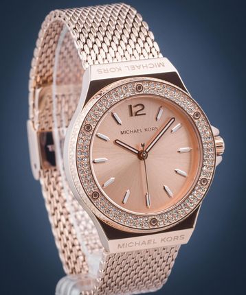 Michael Kors Lennox Three Hand Rose Gold Dial Rose Gold Mesh Strap Watch For Women - MK7336